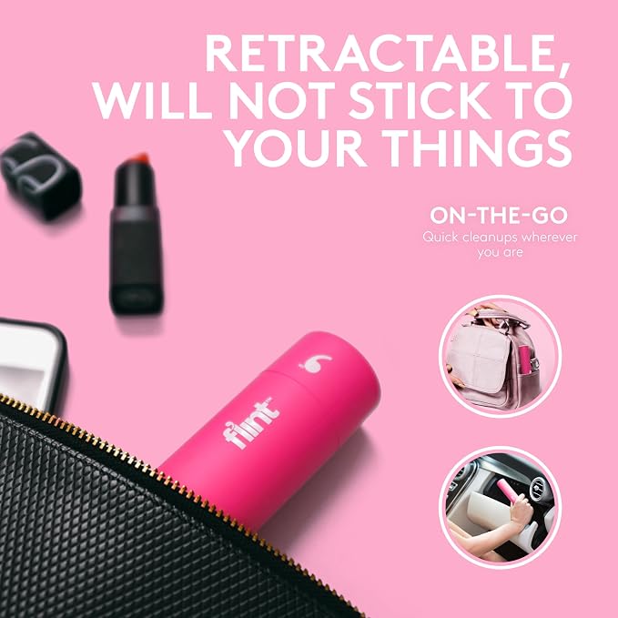 Classic Pink Retractable Mini Lint Roller with 90 Extra Sticky Sheets, Small and Portable Lint Roller, Ideal Pet Hair Remover, Travel Lint Rollers for pet Hair Extra Sticky