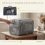 Top and Side Expandable Pet Carrier with Treat & Pet Window,18x11x11 Inch Delta American United Airline Approved,Soft-Sided Dog Carrier for Small Dogs and Cats,Travel Cat Carrier with Locking Zippers