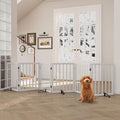 Semiocthome Wood Dog Gates for The House Extra Wide, 6-Panel Freestanding Pet Gates with 4PCS Metal Stands for Doorways and Stairs, 24" H Foldable Dog Fences Indoor, Expands Up to 110" (W)- White