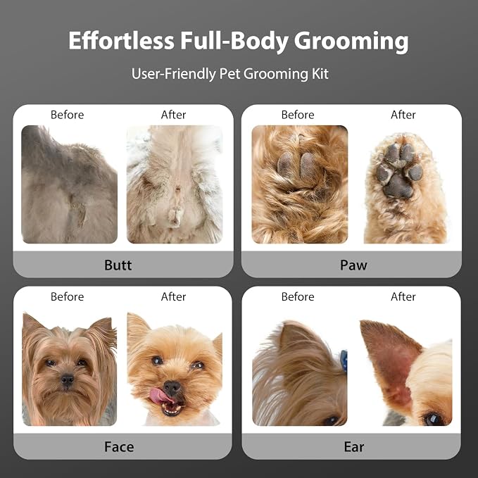 Dog Grooming Kit Dog Clippers for Grooming for Thick Curly Coats | Professional Pet Hair Shaver Paw Trimmer Cordless Rechargeable Low Noise for Dogs Cats Animals Face Ear