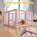 Acrylic Dog Playpen Indoor, LoveTail Puppy Playpen, Pink Dog Play Pen Indoors for Small Dog, Easy Assembly, Easy Cleansing Puppy Fence Kennel Whelping Cage(Skin Pink, 23.6" H, 8PCS)