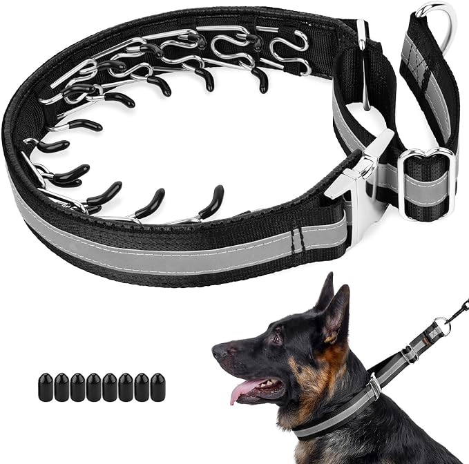 Mayerzon Martingale No Pull Dog Collar with Alloy Buckle, Black, M, 3mm | For Medium Large Dogs that Pull, Patented Dog Walking Training Collar, Thick Foam Padding, Reflective, Adjustable, 1.5'' Wide