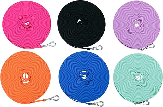 Waterproof Dog Training Leash 50FT 30FT 15FT 10FT 5FT Heavy Duty Recall Long Lead for Large Medium Small Dogs (30FT, Purple)