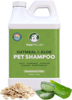 Oatmeal Shampoo for Dogs - Helps Dry Coats & Itchy Sensitive Skin, 64 oz | Aloe Vera, Chamomile, Jojoba Oil, Vitamin E, No Parabens or Artificial Dyes