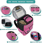 PetAmi Dog Travel Bag Backpack, 27L Airline Approved Pet Supplies Organizer with 2 Food Containers, 2 Collapsible Bowls & Poop Bag Dispenser, Weekend Road Trip Camping Dog Mom Gift, Pink