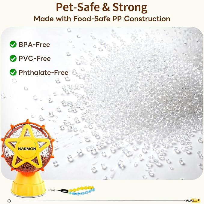 NORMON Cat Treat Dispenser, Ferris Wheel Puzzle Feeder Toy with Teaser Wand | Treat puzzle, washable stable base, rotating snack wheel, indoor cats, solo play, exercise, mental stimulation, boredom play.