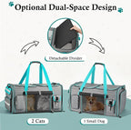 Keaber Cat Carrier for 2 Cats with Expandable Space & Litter Box, Gray | Extra Large Soft Sided Pet Carrier with Detachable Divider, Puppy Travel Carriers for Home, Car, Camping & Vet Visits