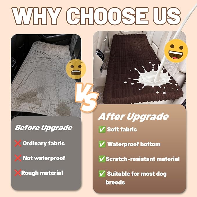 Dog Car Seat Waterproof Bed Cover Nonslip Car Back Seat Soft and Comfortabl | Pet Bed Mat Car Blanket for Travel Backseat Extender Seat Covers Dog Bed for Cars Trucks and SUVs (Dark Brown 23.6” x 51”)
