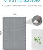 Extra Large Cat Litter Mat XL, 47" x 35", Silicone Waterproof | Traps litter, Easy to clean, Vacuum & wipe off, Waterproof backing, Non-slip design, Soft on paws