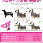 SlowTon No Pull Dog Harness - Heavy Duty Dog Harness and Leash Set for Medium Large Dogs, Reflective Tactical Harness with Soft Padded and Front Clip for Easy Walk and Training (Fuchsia L)