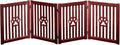 4 Panel Dog Gate - Mahogany - Foldable Wooden Freestanding Pet Gate, 80" L x 23.6" H, for Doorways, Halls & Stairs, 360 Degree Rotated Hinges