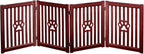 4 Panel Dog Gate - Mahogany - Foldable Wooden Freestanding Pet Gate, 80" L x 23.6" H, for Doorways, Halls & Stairs, 360 Degree Rotated Hinges