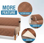 H.VERSAILTEX 100% Waterproof Futon Cover Reversible Futon Slipcover Armless Sofa Slipcover Furniture Protector Seat Width Up to 70" Washable with Adjustable Elastic Strap Anti-Slip, Terracotta/Beige