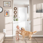 Babepai Retractable Baby Gates for Stairs, Retractable Dog Gate for Indoor/Outdoor Use | Child Gates for Doorways, Deck, Porch, Hallways, Patio (White, 72" Wide 34" Height)