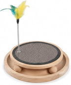 Natural Sisal Round Cat Scratcher with Ball Track Toy | Interactive, For Indoor Cats, Chasing Hunting Exercise, Mental Physical Puzzle, Kitten Toys