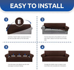 Stretch Couch Covers for Sofa, 3 Cushion Couch Slipcover,Chocolate | 1-Piece Washable Sofa Cover Pet Friendly(78"-94") Furniture Protector Soft Jacquard, Elastic Bottom for Dogs & Kids