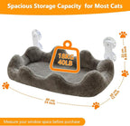Homegroove Cat Window Perch, 24 x 12 Inch Foldable Cat Hammock for Window with 4-Sided Bolster & 4 Large Suction, Cloud Shape Cordless Window Bed for Indoor Cats (Gray, Large(24'' x 12''))