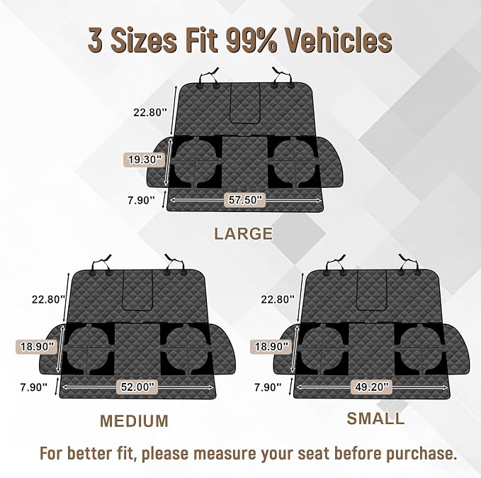 Pet Bench Seat Covers for Trucks, Heavy Duty Nonslip Car Seat Protector with ISOFIX Openings for 1-2 Child Car Seats,Fits Ford 150,Ram 1500,GMC Sierra,Toyota,Ram,Chevrolet Silverado(Black)