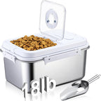 14-18 lb Stainless Steel Dog Food Storage Container | with Silicone Airtight Lid, Scoop, Easy to Clean Metal Pet Dog Cat Food Storage Container Keep Fresh