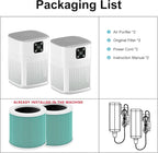 2 Pack Air Purifiers for Home Bedroom up to 2190ft², Honeyuan H13 HEPA Air purifier for pets with 360°Air Intake, 3 Fan Speeds, White