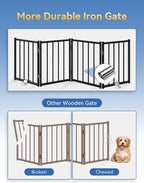 BFNN Small Dog Gate Indoor, Up to 72" W Freestanding Pet/Puppy Fence, Black | Flexible Space Control | Chewproof Steel Frame | 16.5" Step-Over Gate | Foldable | Drill-Free Setup | For Stairs & Doorways