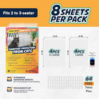 Panther Armor Furniture Protector, 8-Pack, Heavy Duty Anti-Scratch Cat Couch Protector, Transparent | Solid barrier shield, not a sticky deterrent. Couch protector from cat claws. 4 XL plus 4 large sheets, removable