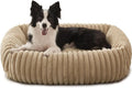 FURTIME Dog Beds Large Sized Dog, Washable Orthopedic Pet Bed with Removable Cover, Rectangle Soft Calming Sleeping Puppy Bed Durable Pet Cuddler with Anti-Slip Bottom, Beige, L(36"x27"x8")