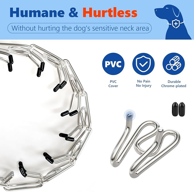Supet Prong Collar for Dogs, Adjustable Dog Pinch No Pull Training Collar with Quick Release Buckle, Rubber Tips and Extra Links for Small Medium Large Dogs