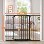 34" Tall Baby Gate No Drilling, Auto Close Dog Gate Indoor, Black | for Doorways & Stairs, Pressure Mounted 29"-51" Extra Wide Pet Gate, Easy Walk Through Gate for Baby & Pet Stroller Friendly