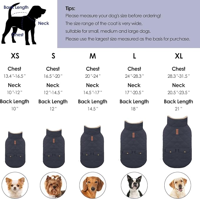 Dog Winter Jacket for Extra-Large Dogs, Pet Windproof Cold Weather Coats, Pets Clothes Snow Jacket, Golden Retriever, Labrador Retriever, Husky, NavyBlue XL