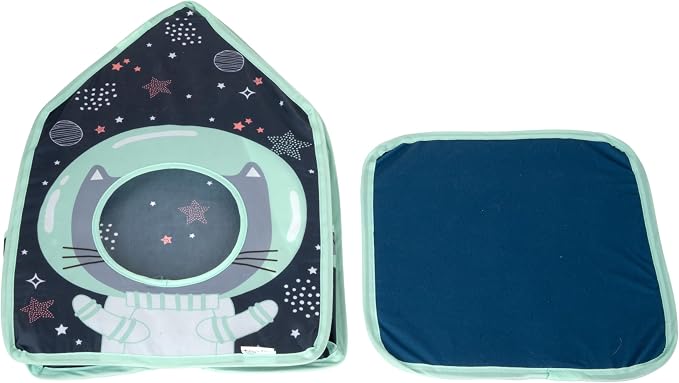 Kitty City Galactic Pop-Up Cat Play House, Collapsible Indoor Cat Hideout with Peekaboo Openings, Lightweight Foldable Kitty Cube for Play & Lounging
