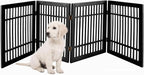 Urnporium Pet Dog Gate Freestanding, Strong Durable Folding Wooden Fence, Portable Acacia Hardwood Safety Barrier for Indoor & Outdoor Use (Black Pet Gate, 4 Panel 24" Tall)