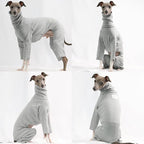D Doggy Star Italian Greyhound Clothes Stretchable Onesie Whippet for Dog (XL,Ribbed Grey)