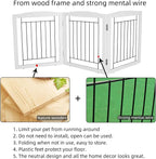 ZJSF Freestanding Foldable Dog Gate for House Extra Wide Wooden White Indoor Puppy Gate Stairs Doorways Pet Gate Tall Dog Fence 3 Panels Fence