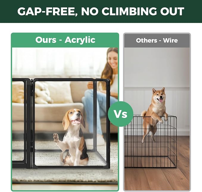 FXW AuraSpace Pro Clear Acrylic Indoor Dog Playpen, 32" H, 8 Panels | Open View, No Climbing Bars, Heavy-duty Metal, DIY Layouts, Easy Access, For Small & Medium Dogs, Patented