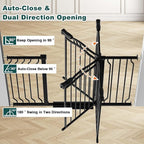 Fairy Baby 29.5"-53.1" Extra Wide Baby Gate for Doorways, No Drill Baby Gate for Stairs Hallway, Pressure Mounted Safety Child Gate Pet Barrier, Walk Thru Auto Close Metal Dog Gate Indoor, Black