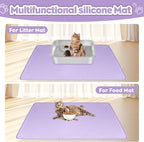 Silicone Cat Litter Mat for Litter Box 34”x22” Large Cat Mat, Purple | Waterproof, Non-Slip, Leak-Proof Rug Mat with Lip, Easy to Clean, Extra Large Litter Catcher Mat for Floor