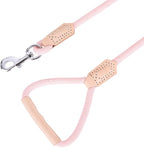 Mile High Life Dog Leash with Genuine Leather Handle, 6 FT/5 FT/4 FT | Leather Grip Rope Leash, Heavy Duty 360° Swivel Metal Clasp, for Small Medium & Large Dogs