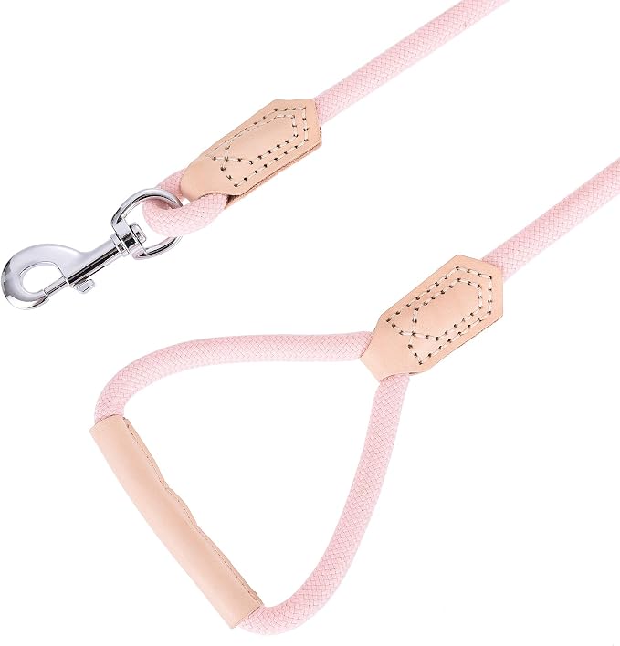 Mile High Life Dog Leash with Genuine Leather Handle, 6 FT/5 FT/4 FT | Leather Grip Rope Leash, Heavy Duty 360° Swivel Metal Clasp, for Small Medium & Large Dogs