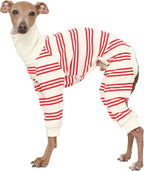 D Doggy Star Italian Greyhound Clothes Soft Stretchy Onesie Refined Stripe Outfit Whippet for Dog Coat (M,Onsi Red Str)