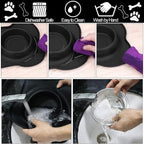 AsFrost Dog Food Bowls Stainless Steel Pet Bowls & Dog Water Bowls No Spill Non Skid, Feeding Bowls with Dog Bowls Silicone Mat for Small Medium Large Size Dogs, Cat Pet Dog Dishes Set, Black, 3 Cup
