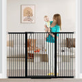 Fairy Baby 40.5" Extra Tall Baby Gate Pressure Mounted, 60.3"-65.7" Extra Wide Dog Gate Indoor for the House Doorway, Metal Safety Child Gate for Kids, Auto Close Swing Pet Gate for Stairs, Black