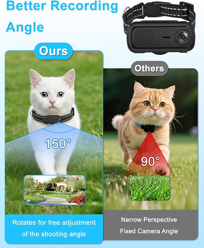 Cat Camera Collar with Phone APP & 1080P HD Video Record,XS-Size Pet POV Cam for Cats & Small Dogs,Mini Small Sports Video Cameras for Pets(Included 8GB SD Card),Pet Supplies Gift for Pet Owners