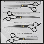 Wenshall Professional Dog Grooming Scissors Set, 7.0 Inch Titanium Straight & Thinning & Curved scissors and Comb for Dog grooming (Black)