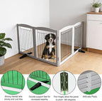 Dog Fence Indoor,Dog Gate Indoor for Doorway pet gate -4-Panel Freestanding, Hallways, House or Stairs -80x32-Inch Retractable Foldable Expandable Wood Pet by SFJC (Grey) ﻿