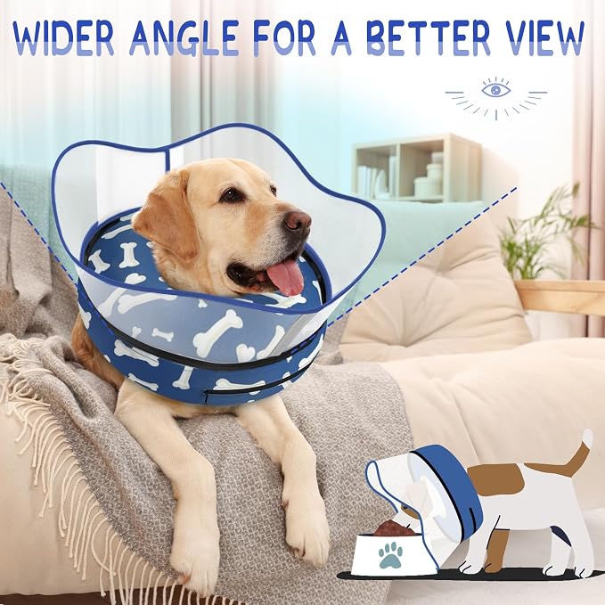 Supet Raised Inflatable Dog Cone Collar to Stop Licking, Soft Dog Cone Alternative After Surgery, Pet Neck Donut Collar for Small Medium Large Dogs