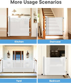 Extra Wide Retractable Baby Gate 71" Wide Fits Large Opening White | Extra Long Mesh Baby & Pet Gate with Anti-Crawling Hook, Safety Lock, No Bottom Bar for Hallway, Open Spaces & Indoor/Outdoor