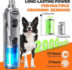 Whisper Quiet Dog Nail Grinder Safe & Stress-Free for Sensitive Dogs Cats | 4 LED Lights,3 Grinding Bits, 3-Speed, Pet Nail Trimmers, Rechargeable Painless Grooming Kit for All Breeds & Sizes