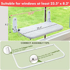 Zoratoo 2PC Cat Window Perch, Foldable & Cordless with Metal Frame, M Gray | 2-in-1 Reversible Cover, Removable for Machine Wash, Stable Window Resting Seat with Large Suction Cups for Indoor Cats