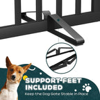 Semiocthome Bamboo Dog Gates Indoor 2-Panel Freestanding Puppy Gates for The House with 2 Metal Stands 24" H Folding Wood Pet Gate for Stairs Doorway, Fully Assembled Safety Fence - Black